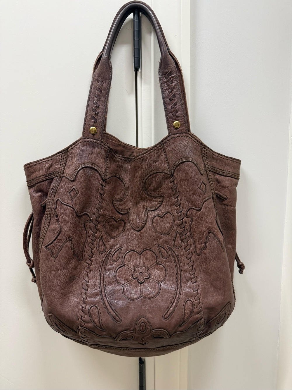 Lucky Brand Brown Y2K Embossed Leather Hobo